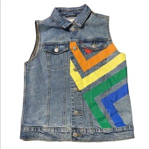 Rainbow pride denim jean vest